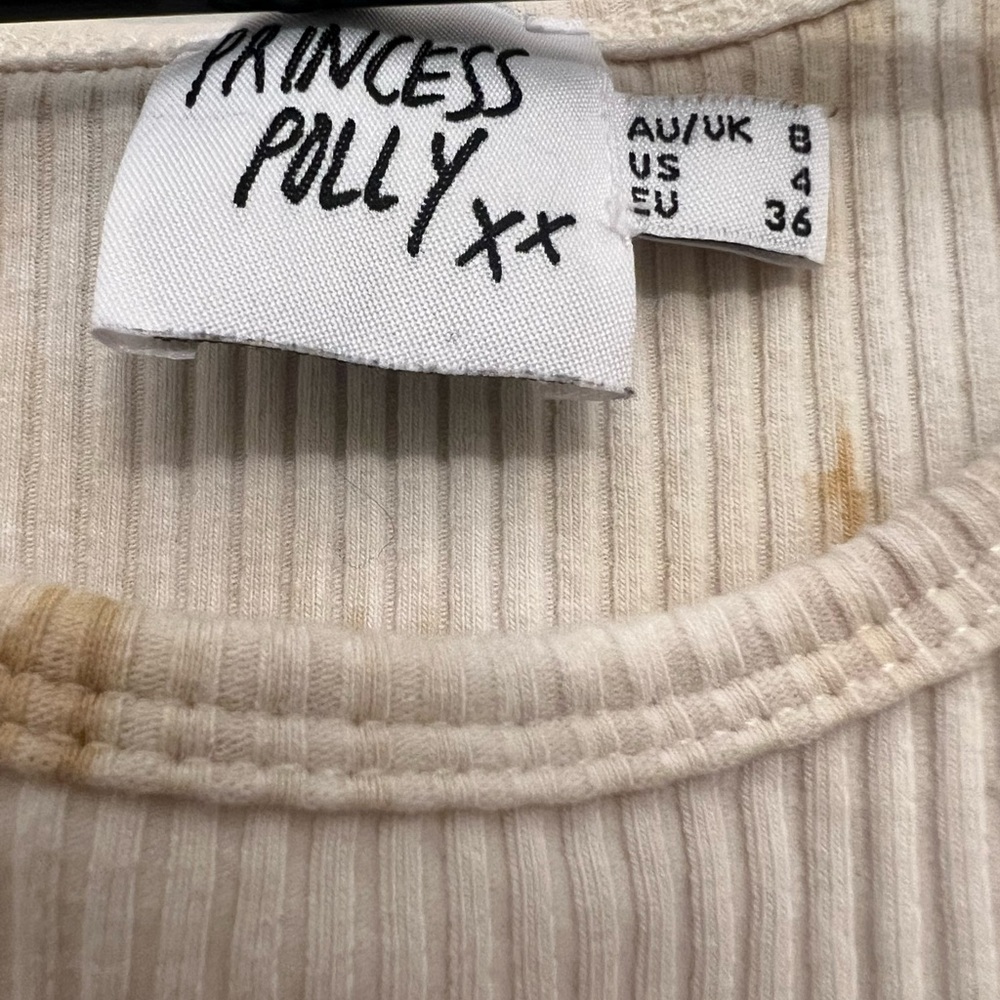 Princess Polly Ribbed Cream Tank Top Size US 4 - Picture 4 of 4